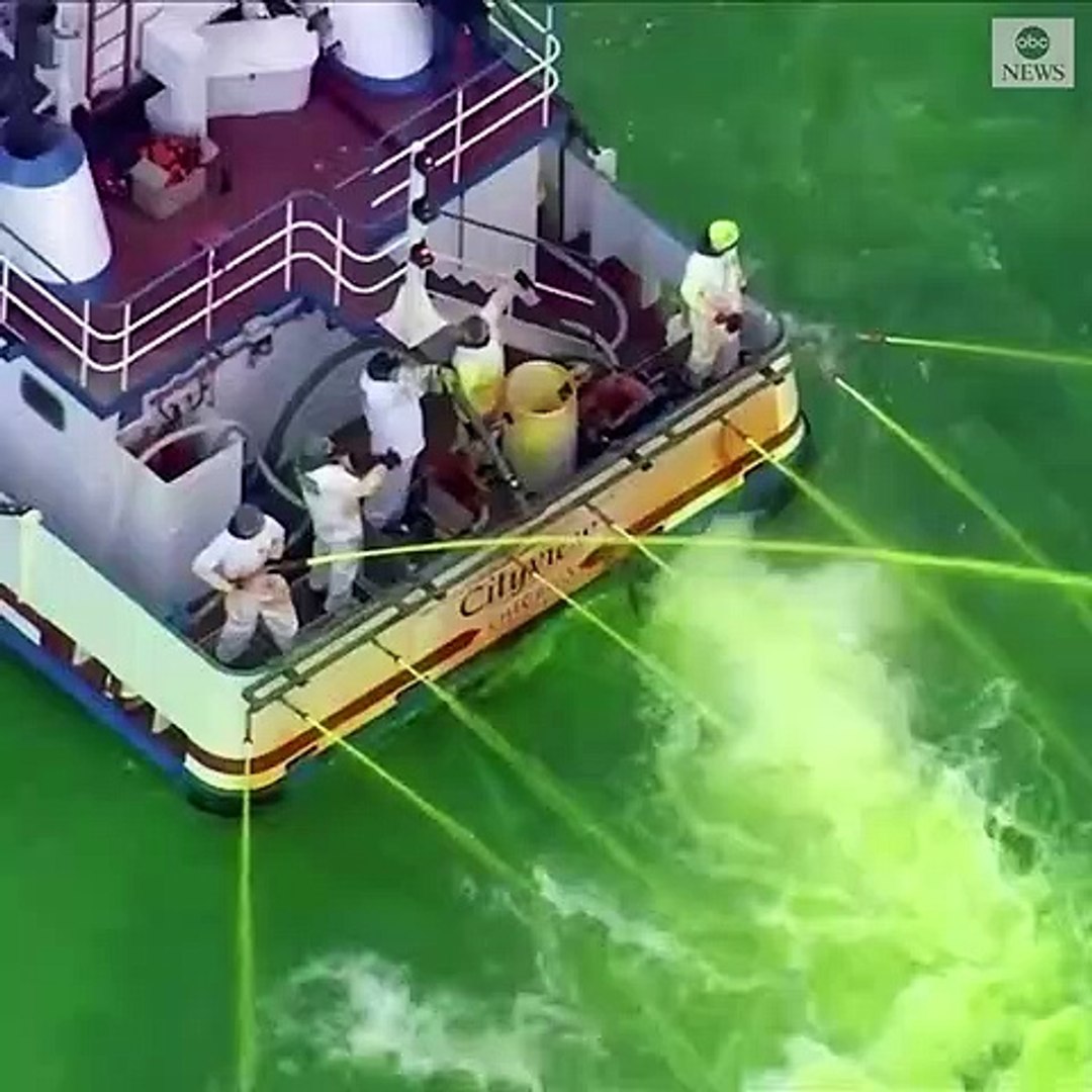 Chicago River dyed green for St. Patrick's Day