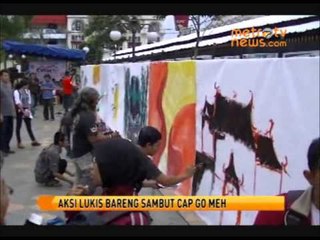 Aksi Lukis di Pedestrian Stasiun Sambut Cap Go Meh
