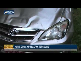 Mobil Dinas KPU Fakfak Terguling di Halaman Sekolah