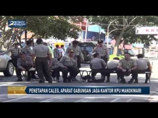 Penetapan Caleg, Aparat Gabungan Jaga Ketat Kantor KPU Manokwari