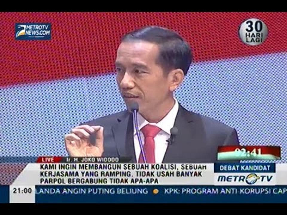 [Debat Kandidat] Jokowi: Kami Ingin Membangun Sebuah Koalisi yang Ramping