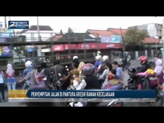 Penyempitan Jalan di Pantura Gresik Rawan Kecelakaan