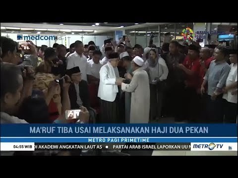 Pulang Haji, Cawapres Ma'ruf Amin Disambut Relawan dan Santri