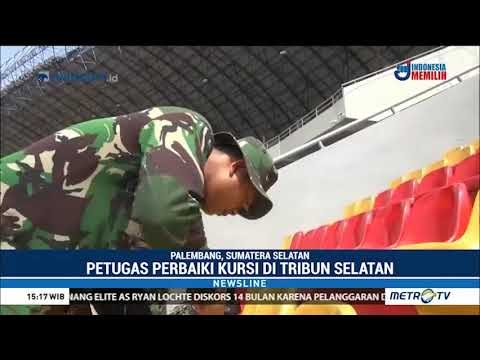 TNI Perbaiki Kursi Stadion Jakabaring Yang Dirusak Suporter