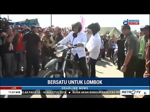 TGB Bonceng Jokowi Tinjau Pengungsi Korban Gempa Lombok
