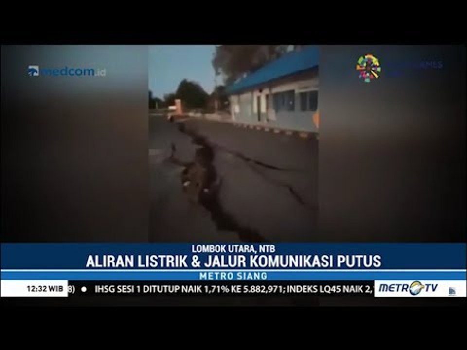 Jalanan Retak di Pelabuhan Kayangan Lombok Akibat Gempa Besar Susulan