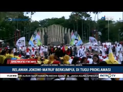 Kompak ! Relawan Jokowi-Ma'ruf Berkumpul Di Tugu Proklamasi Jelang Pengundian Nomor Urut Capres