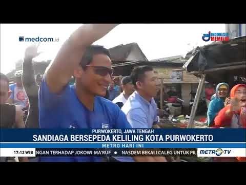 Suasana Kampanye Sandiaga Bersepeda Keliling Kota Purwokerto