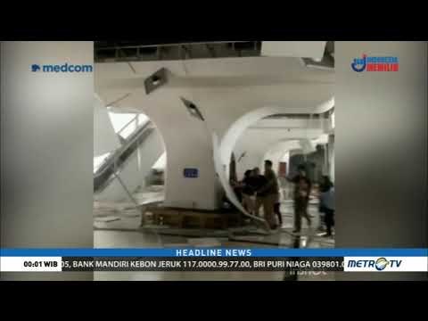 Stasiun LRT Palembang Rusak Akibat Angin Kencang