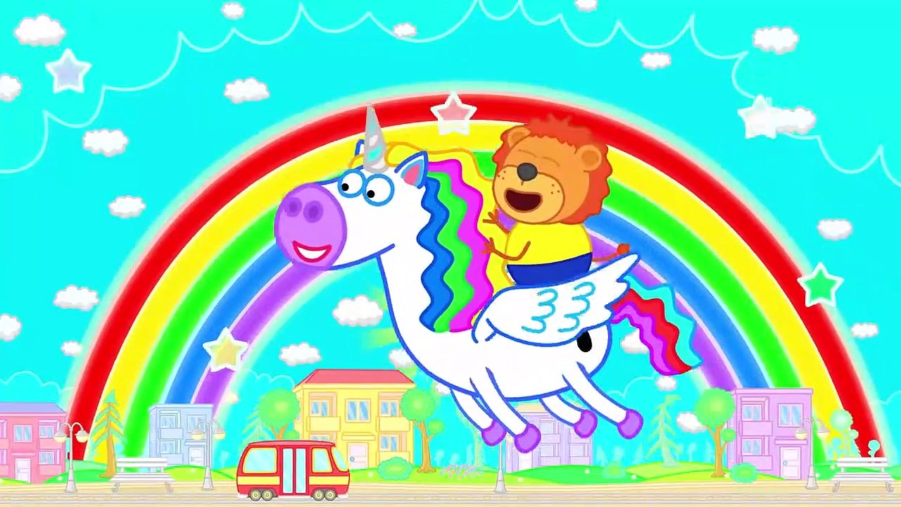 Lion de la Famille de dessin animé pour les Enfants de l'Image Sur l'Asphalte