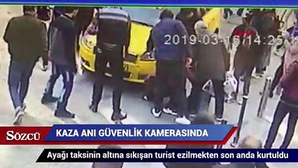 İstiklal Caddesi'nde yürüyen turist kadına taksi çarptı