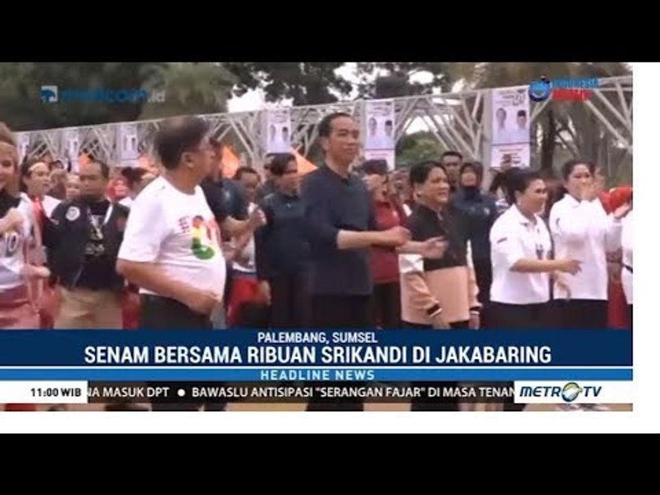 Jokowi Ikut Senam Bersama Ribuan Srikandi di Jakabaring