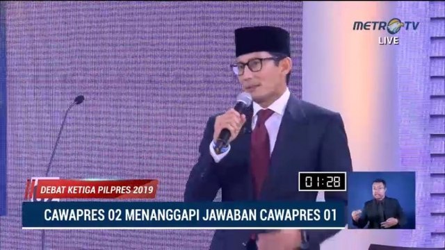 Debat Cawapres 2019 Ma'ruf Amin vs Sandiaga Uno - Part 3