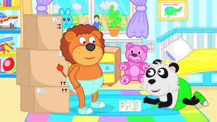 Lion de la Famille de Dinosaures Manger et la Croissance de dessin animé pour Enfants