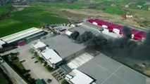 Hadımköy'deki fabrika yangını havadan görüntülendi