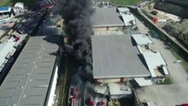 Hadımköy'deki Fabrika Yangını Havadan Görüntülendi