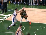 Giannis backs down Simmons and slams
