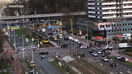 Emergency services on scene after 'gunman opens fire on tram' in Netherlands