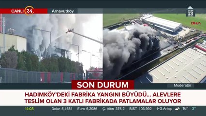 Hadımköy'deki fabrikada yangın büyüdü