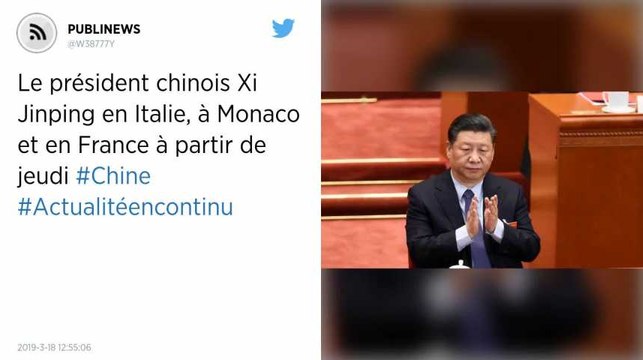 Le président chinois Xi Jinping en Italie, à Monaco et en France à partir de jeudi