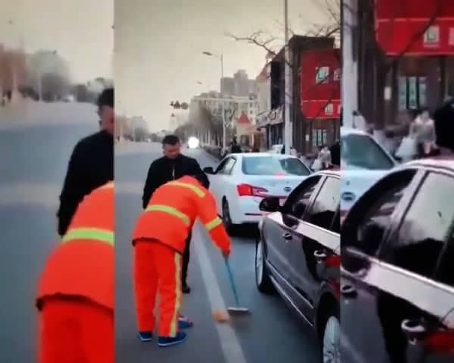 تصرف غير متوقع لشاب شاهد موقف استفزازي مع عامل نظافة