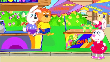Famille de lions Froide Limonade dessin animé pour Enfants