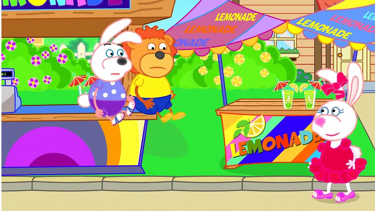 Famille de lions Froide Limonade dessin animé pour Enfants