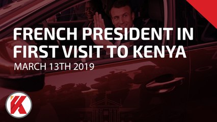 French President Emmanuel Macron arrives in Nairobi