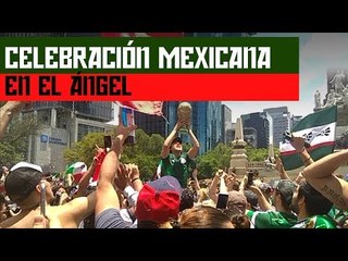 Celebran aficionados en el Ángel por triunfo de México