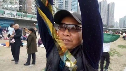 Chinese man flies 700-metre-long home-made kite into sky