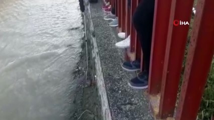 4 metre yükseklikten dereye düşen yavru köpeği itfaiye kurtardı