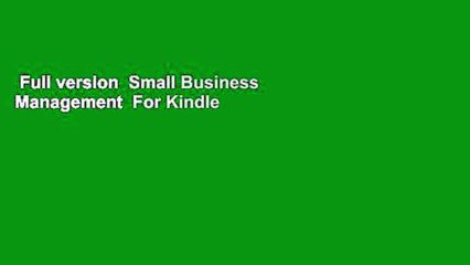 Full version  Small Business Management  For Kindle
