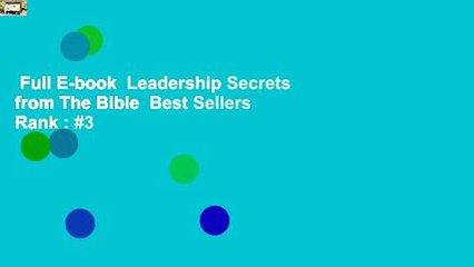 Full E-book  Leadership Secrets from The Bible  Best Sellers Rank : #3