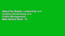 About For Books  Leadership and Culture (Governance and Public Management)  Best Sellers Rank : #3