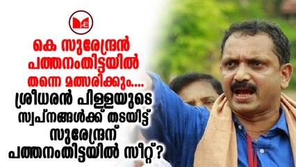 K Surendran പത്തനംതിട്ടയിൽ കെ സുരേന്ദ്രന് സാധ്യതയേറുന്നു