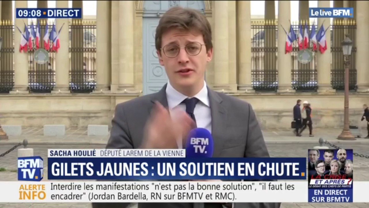 "On a un mouvement des gilets jaunes tellement violent qu'il a mangé tous ses enfants": Sacha Houlié (LAREM) dénonce "les groupuscules" au sein des gilets jaunes