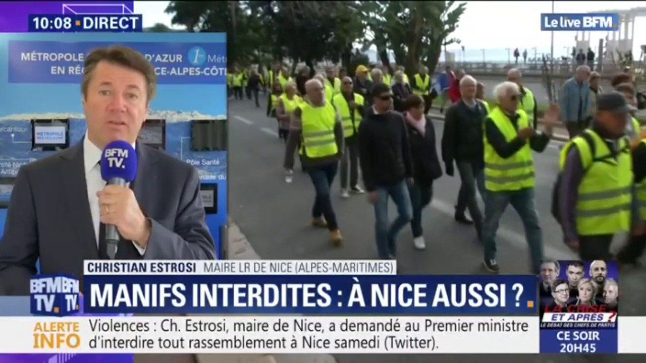 "Cette montée en puissance des violences est devenue inacceptable": Christian Estrosi (LR) souhaite l'interdiction des manifestations à Nice
