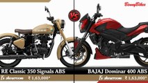 2019 Royal Enfield Classic 350 Signals ABS VS 2019 BAJAJ Dominar 400 ABS | New Royal Enfield Classic 350 Signals VS New Bajaj Dominar 400 ABS