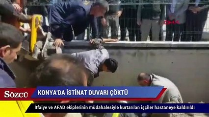 Скачать видео: Konya'da İstinat duvarı çöktü 4 işçi enkaz altında kaldı