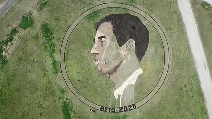 Artist creates huge image of US presidential candidate Beto O'Rourke