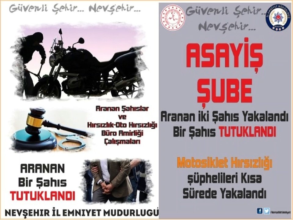 Nevşehir Asayiş Şube Müdürlüğü Aranan Şahıslar ve Hırsızlık-Oto Hırsızlığı Büro Amirliği ekiplerimizce yapılan çalışmalarda;