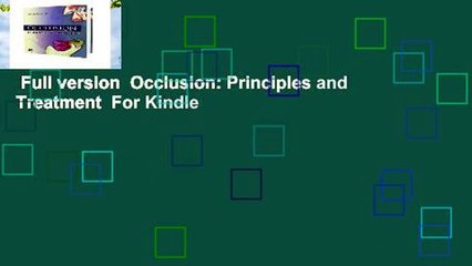 Full version  Occlusion: Principles and Treatment  For Kindle