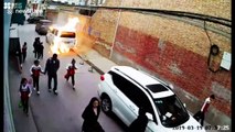 Minibus transporting gas cylinders explodes on Chinese street, killing one