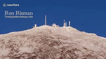 Amazing timelapse of super "worm moon" rising over Mt Washington