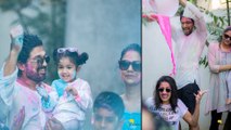 Allu Arjun Celebrating Holi With His Daughter Allu Arha |  Filmibeat Telugu