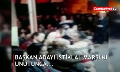 Başkan adayının zor anları... İstiklal Marşı'nı unuttu