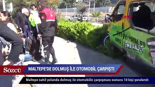 Maltepe sahil yolunda dolmuş ile otomobil çarpıştı 10 yaralı
