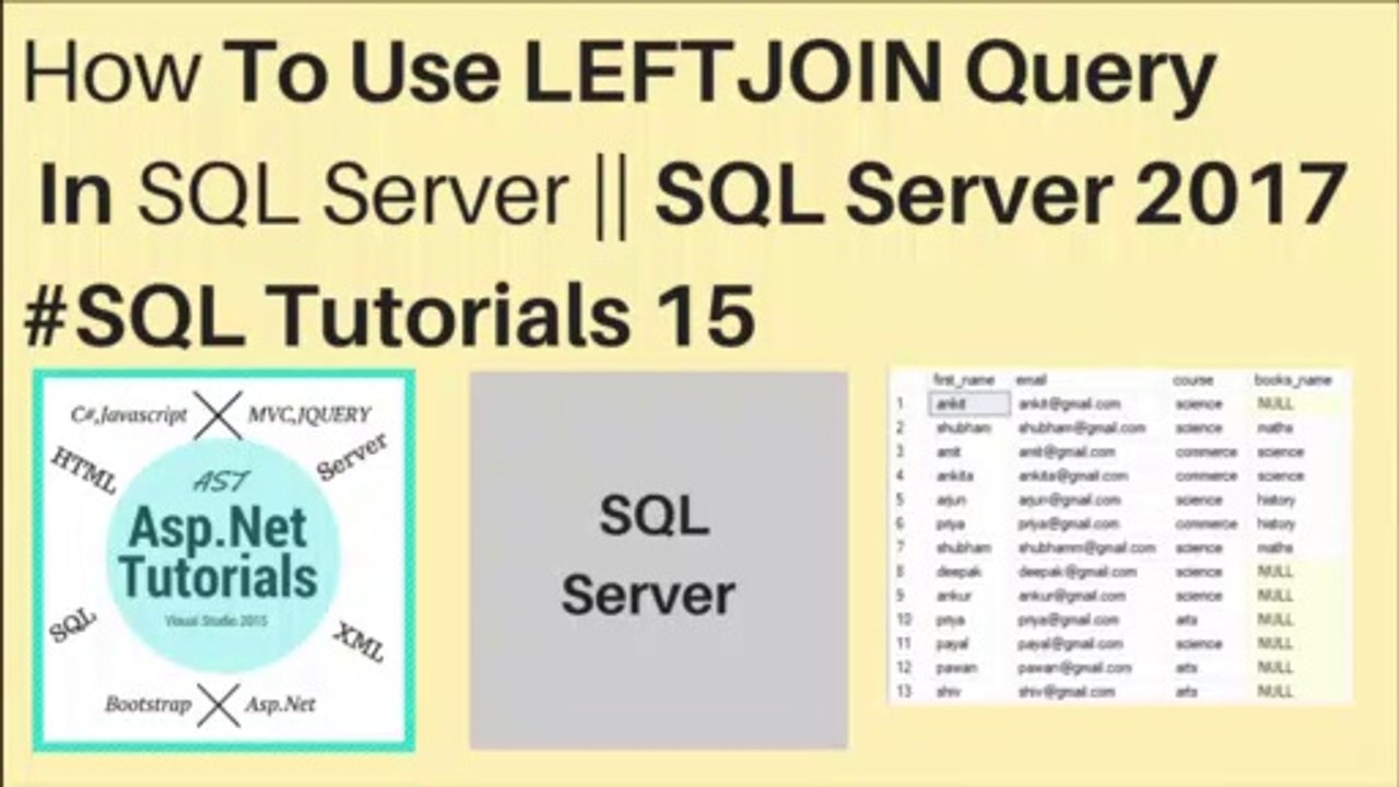 How to use LEFT JOIN query in sql server 2017 || #sql tutorials 15