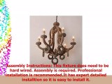 Rustic Cottage Chic Sculpted Wooden 6Light Chandelier Ceiling Light Fixture with Candle
