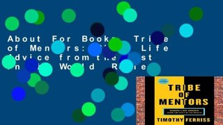 About For Books  Tribe of Mentors: Short Life Advice from the Best in the World  Review
